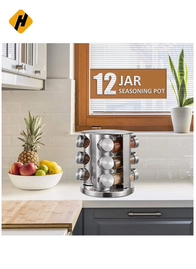 12-Glass Bottle Deluxe Spice Rack Spice Carousel Spice Organizer Seasoning Organizer Seasoning Rack Seasoning Carousel