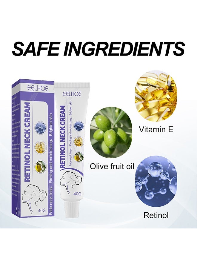 Retinol Neck Cream Fade Neck Lines,Firming and Moisturizing Brighten Skin Neck Massage,Reshape Swan Neck 40g
