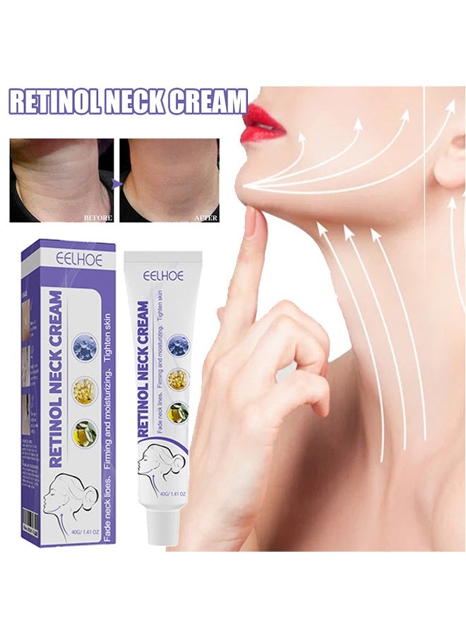 Retinol Neck Cream Fade Neck Lines,Firming and Moisturizing Brighten Skin Neck Massage,Reshape Swan Neck 40g