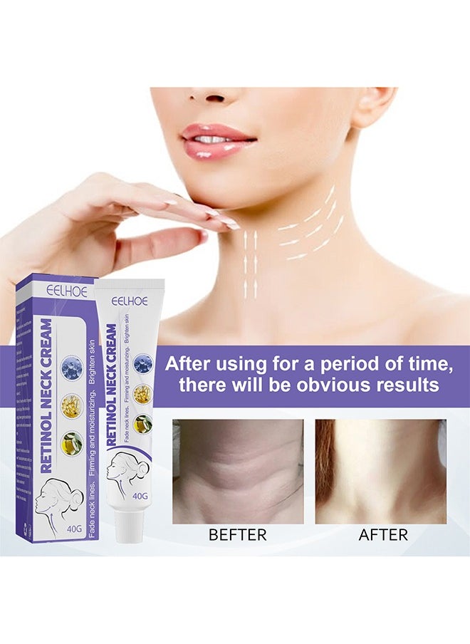 Retinol Neck Cream Fade Neck Lines,Firming and Moisturizing Brighten Skin Neck Massage,Reshape Swan Neck 40g