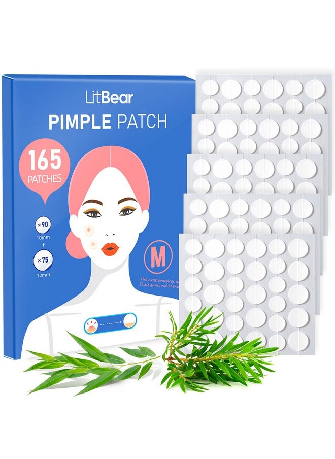 Acne Pimple Patch (165 Count), Strong Adsorption Zit Patches With Salicylic Acid & Tea Tree Oil, Hydrocolloid Ance Patches For Face Zits Blemish Acne Dots, Extra Adhesion Pimple Stickers