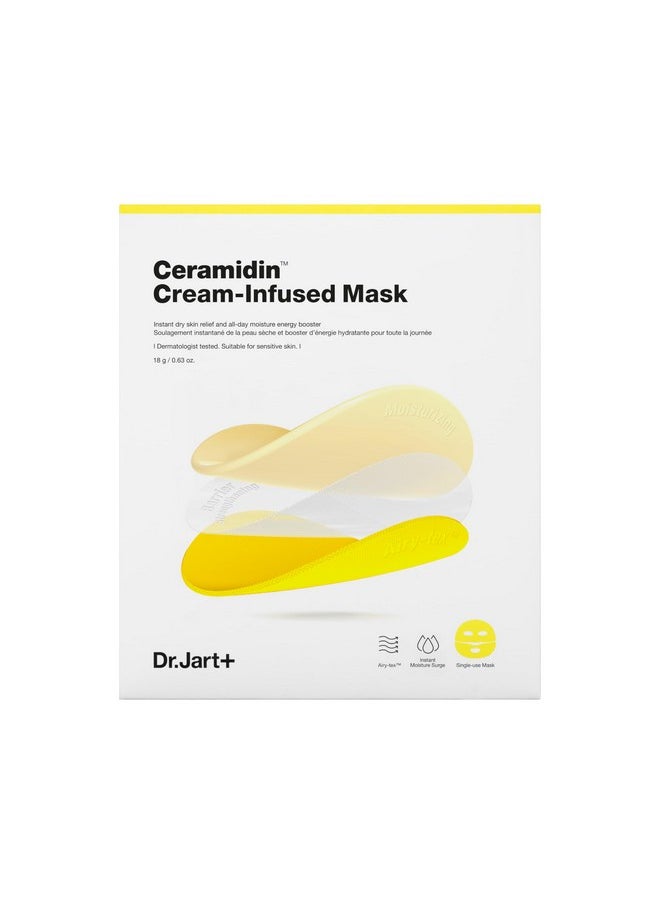 Ceramidin Cream-Infused Face Mask For Dry Skin With Ceramides And Panthenol | Sheet Mask | Korean Skin Care, 0.63 Ounce