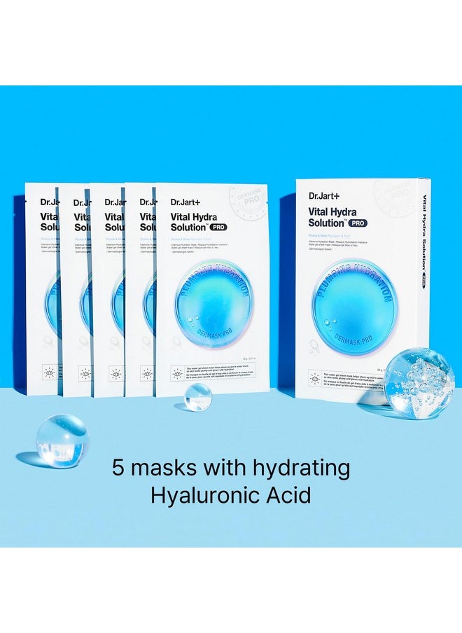 Dermask Vital Hydra Solution Glow Face Mask With Hyaluronic Acid | Sheet Mask | Korean Skin Care, 5 Pack