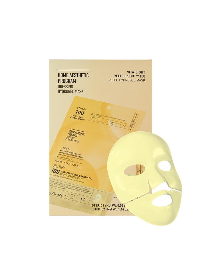 Vita-Light Reedle Shot 100 2-Step Hydrogel Mask(34.5Gx4Ea), Intensive Glowing, Exosome Glutathione Face Mask, Clear & Even Skin Tone, Overnight Melting Mask, Korean Facial Mask