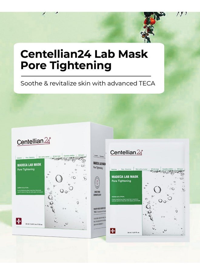 Madeca Mask (Pore Tightening, 20Pc) - Face Mask Sheet For Pore Minimizing, Sebum Control With Centella Asiatica, Teca, Niacinamide. Korean Skin Care For Men Women By Dongkook.