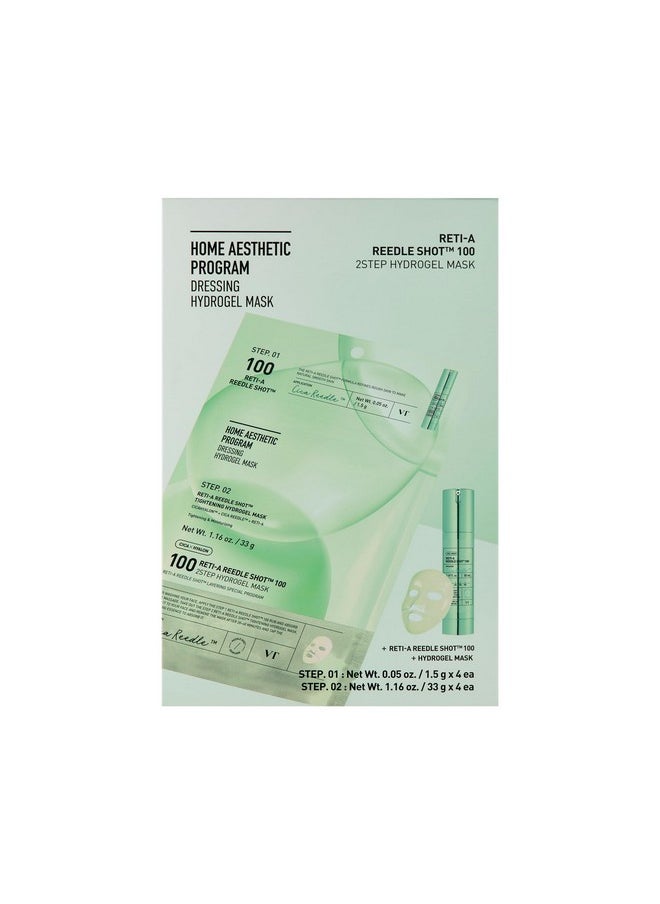 Reti-A Reedle Shot 100 2-Step Hydrogel Mask(34.5Gx4Ea), Intensive Tightening, Exosome Retinol Face Mask, Overnight Melting Mask, Ideal For Retinol Beginners, Korean Facial Mask