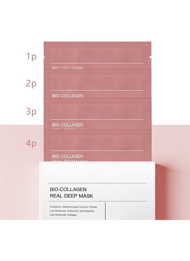 Bio-Collagen Real Deep Mask, Hydrating Overnight Mask, Pore Minimizing, Elasticity Improvement, 34g x4pcs