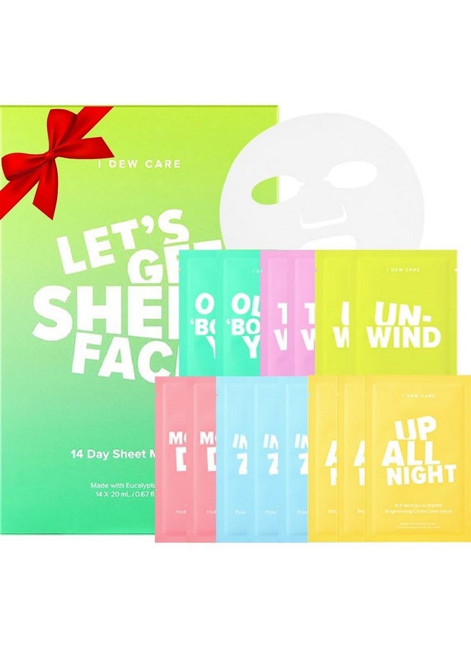 Korean Glass Skin Sheet Mask 14 Variety Pack | Face Mask Pack For Perfect Skin Care Routine, 2 Week Intense Skincare Makeover With Collagen, Stocking Stuffers Christmas Gifts Sets, 14 Count