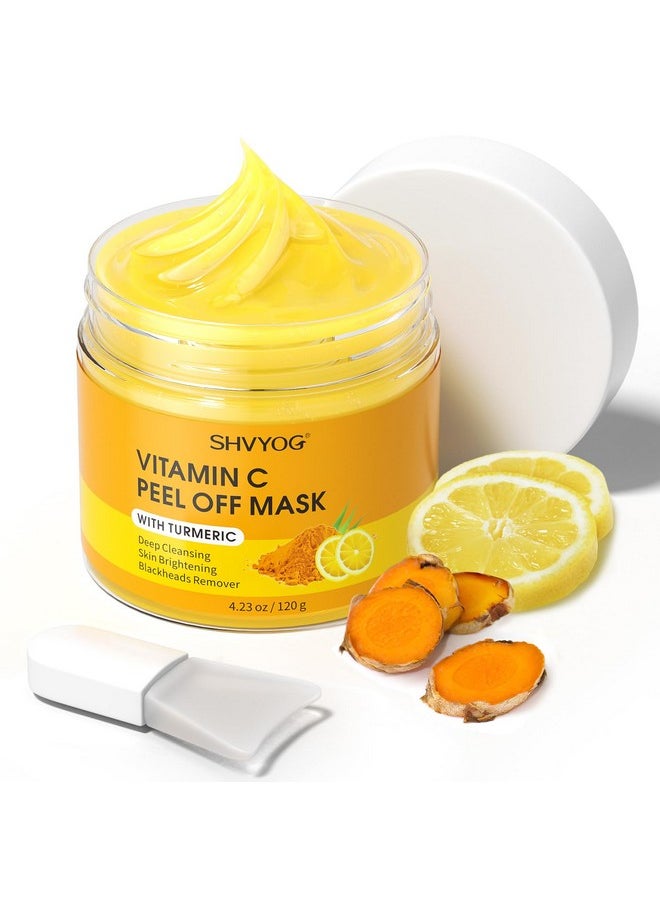 Vitamin C Peel Off Face Mask, Peel Off Mask With Turmeric, Blackhead Remover & Deep Cleansing Face Peel Mask, Vitamin C Exfoliating Face Mask For Blackheads, Large Pores, Dirts, Oil