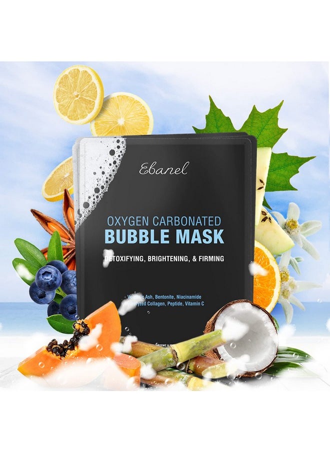 10 Pack Carbonated Bubble Clay Mask, Deep Cleansing Face Mask, Detox Volcanic Ash And Bentonite Clay Mask With Collagen Peptides, Vitamin C, Hyaluronic Acid, Niacinamide