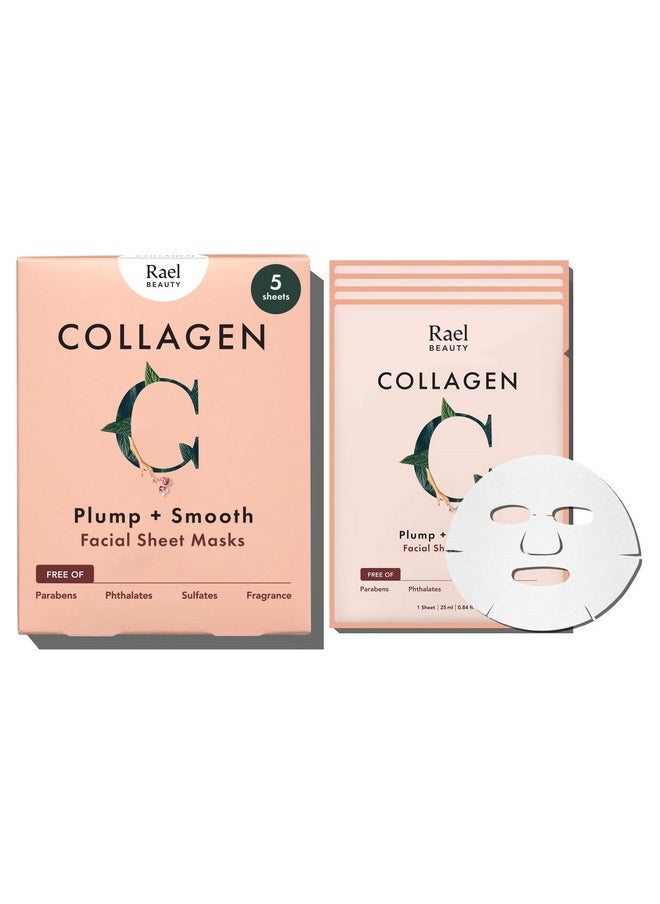 Face Mask Skin Care, Collagen Face Masks - Bamboo Facial Sheet Mask, Korean Skincare, With Collagen Essence And Fruit Extracts, Nourishing And Moisturizing, All Skin Types (Collagen, 5 Sheets)