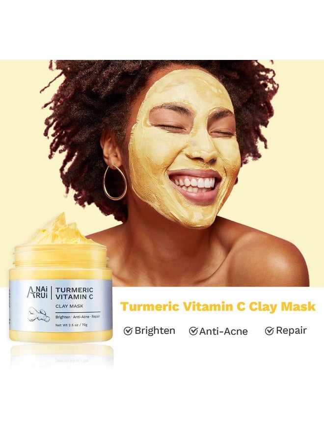 Turmeric Vitamin C Clay Mask -Rose Facial Mask -Avocado Green Tea Mud Mask,Facial Mask Skincare For Deep Cleansing,Purify Pores, Spa Mask Set, Facial Mask Set Gifts Set 2.5 Oz Each