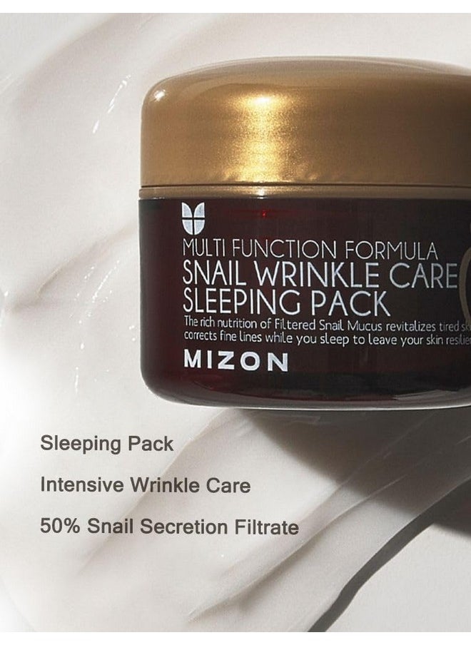 Snail Wrinkle Care Sleeping Pack, Snail Mucin Nourishing Mask With Adenosine, Shea Butter, Firming Mask, For Damaged Skin, Anti-Wrinkle Care, Overnight Face Care (2.7 Fl Oz)