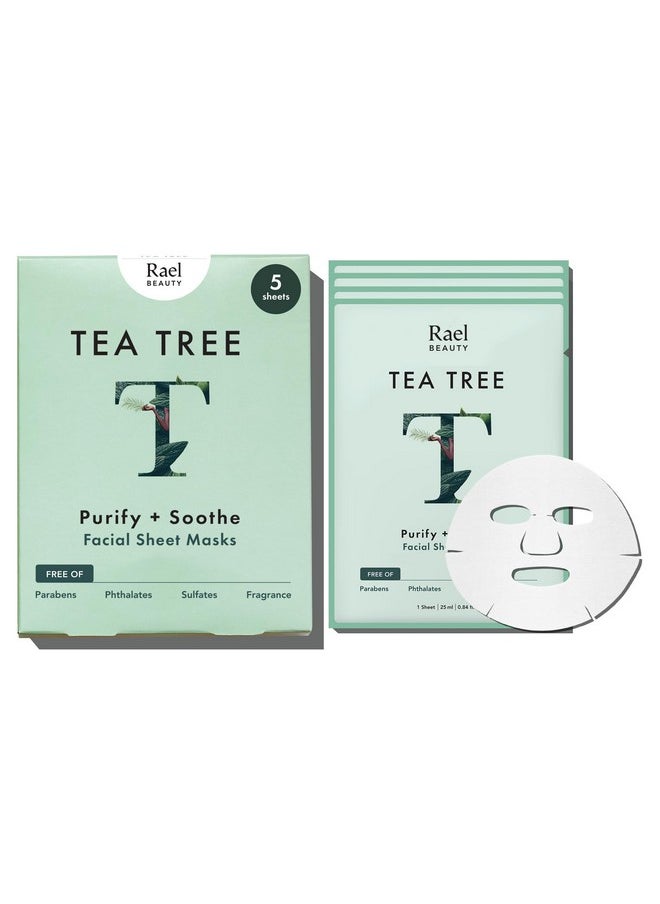 Face Mask Skin Care, Tea Tree Face Masks - Bamboo Facial Sheet Mask, Korean Skincare, With Tea Tree Oil And Fruit Extracts, All Skin Types (Tea Tree, 5 Sheets)