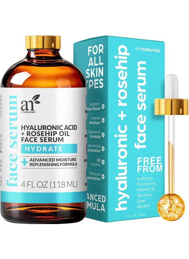 Hyaluronic Acid Serum (4 Fl Oz / 118Ml) - Anti- Aging Facial Serum, Natural Moisturizer W/Vitamin C Serum & Vitamin E - For Skin Care - Reduce Wrinkles & Dark Spots For Brightening Face