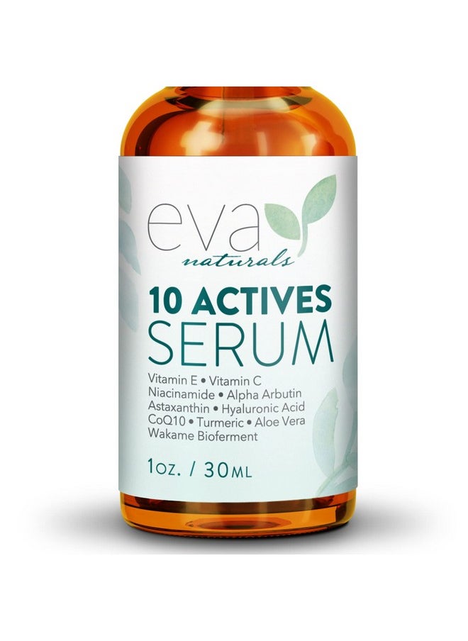 10 Actives Facial Serum (1Oz) - Radiance & Tone Enhancing Complex - With Niacinamide, Vitamin C, And Hyaluronic Acid - Hydrating And Brightening Serum For All Skin Types