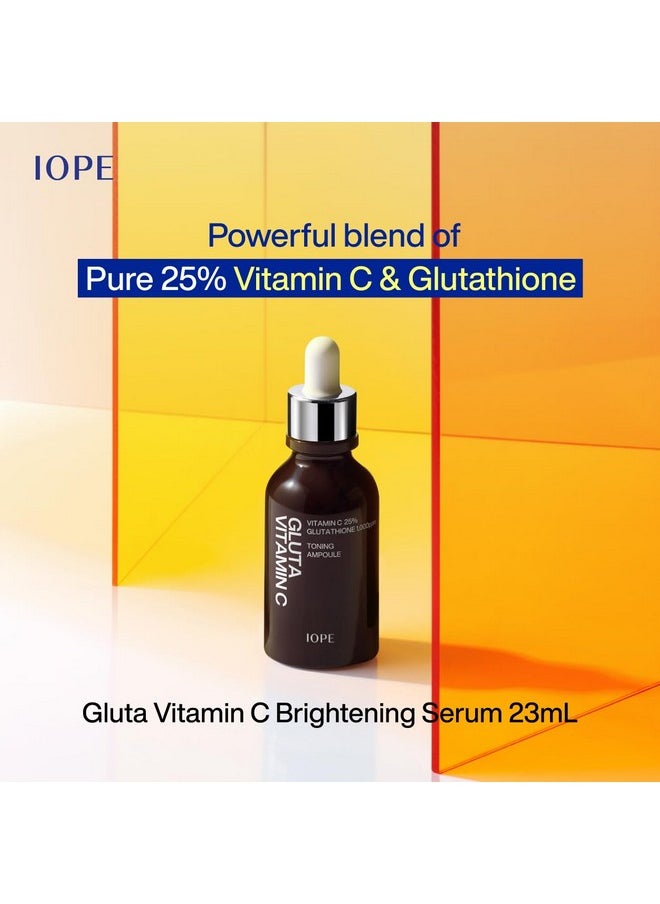 Gluta Vitamin C Brightening Serum - 25% Pure Vitamin C And 1,000Ppm Glutathione, Anti-Aging, Reduces Dark Spots, Korean Skincare, 0.78Oz.