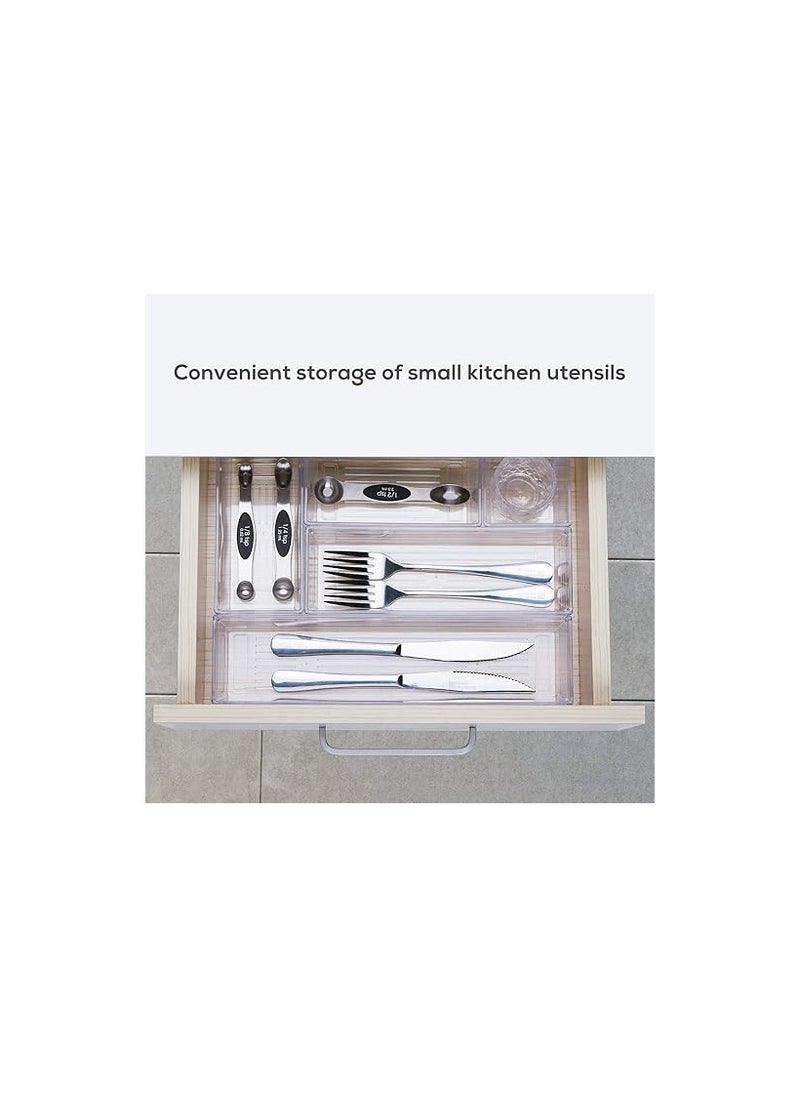 DCA 14 PCS Clear Plastic Drawer Organizer Tray for Makeup, Kitchen Utensils, Jewelries and Gadgets