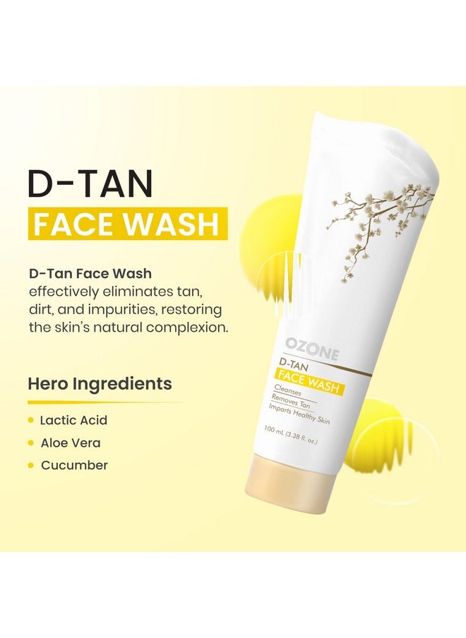 D-Tan Skin Care Combo | Instant Tan Removal For All Skin Types | Face Cleanser, Face Pack, Face Scrub & Face Wash | 100Gm Each