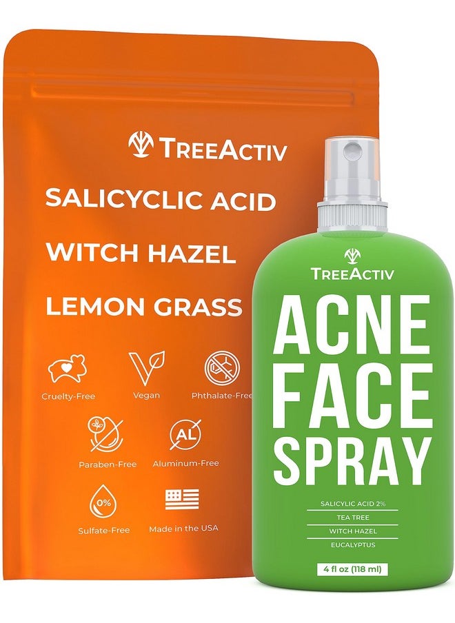 Acne Treatment Face Spray, 4 Fl Oz Facial Spray With Witch Hazel, Salicylic Acid Spray For Acne Prone And Oily Skin, Acne Spray For Hormonal, Severe Cystic Acne, Skin Clearing Toner, 1000 Sprays