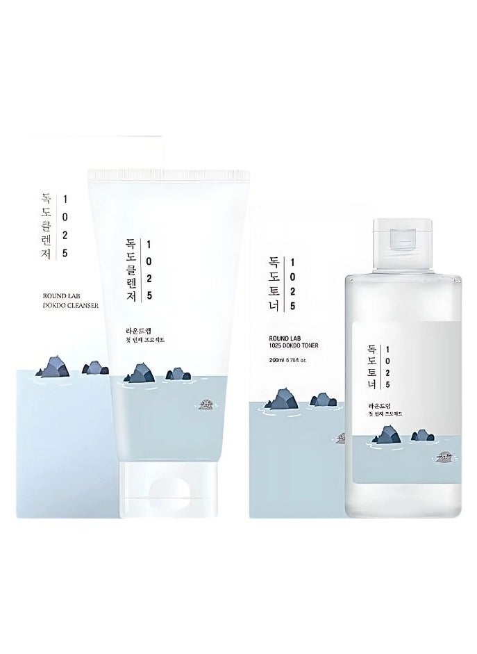 The Perfect Gentle Routine Duo - Round Lab 1025 Dokdo Cleanser 150ml And Round Lab 1025 Dokdo Toner 200ml