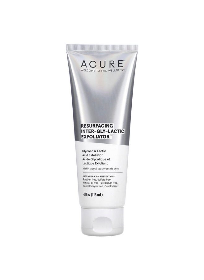 Resurfacing Inter-Gly-Lactic Exfoliator - Gentle Facial Exfoliation With Glycolic & Lactic Acids - No Harsh Exfoliants - Minimizes Dullness & Boosts Skin'S Natural Glow - 100% Vegan - 4 Fl Oz