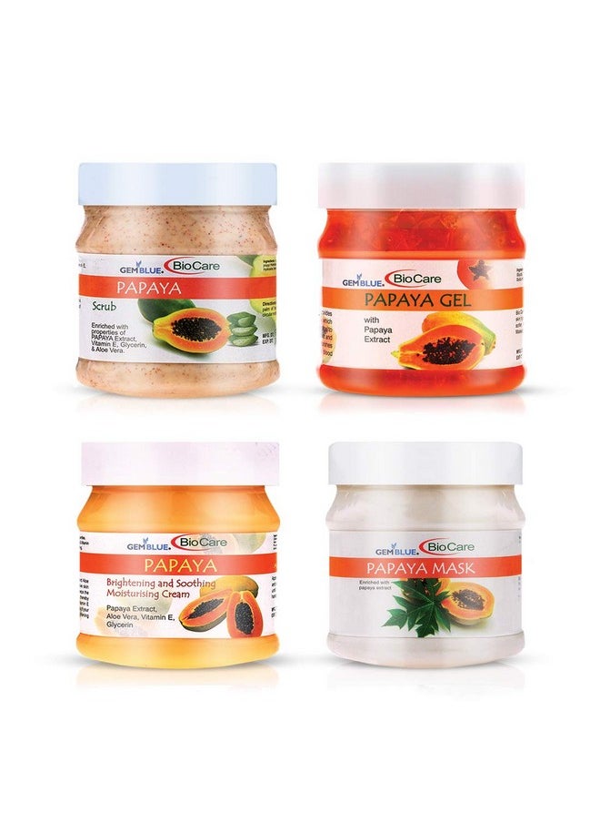 Papaya Scrub + Gel + Cream + Mask Pack Of 4