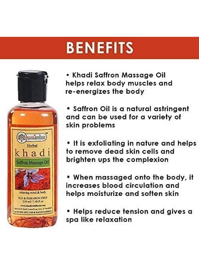 Herbal Saffron Massage Oil For Full Body ,Relieves Pain & Stress ,Skin Lighening Brightening Glowing Complexion ,Reduce Body Acne-Daily Use Body Massage Oil-Women & Men -210Ml,With Keychain Free