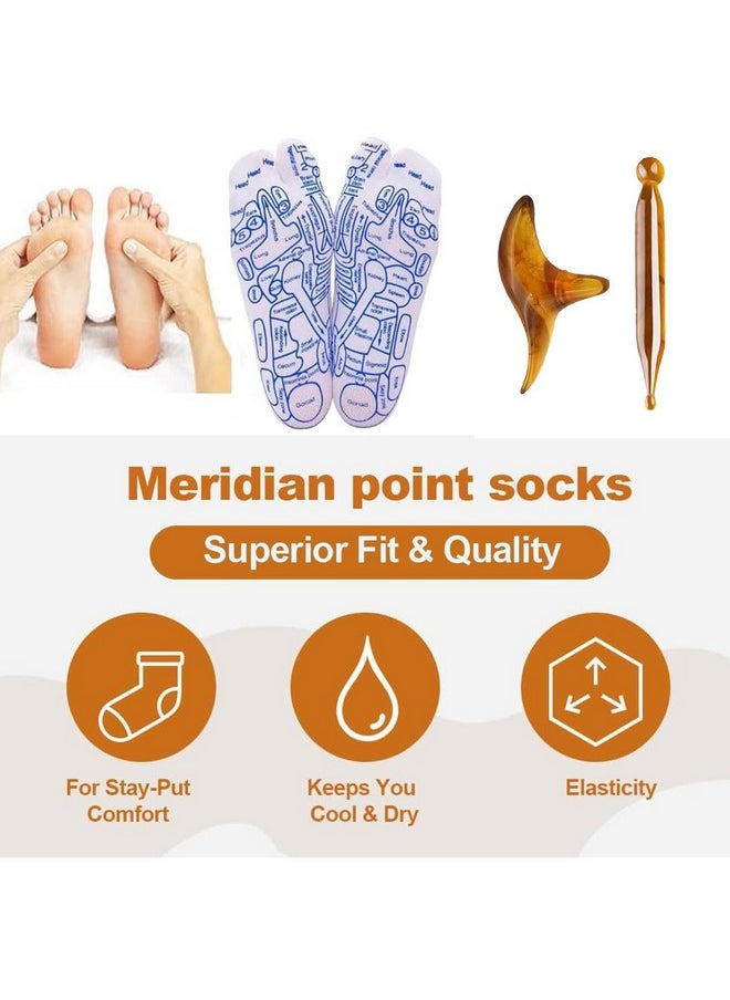 Serenity Steps Reflexology Socks Set, Acupressure Reflexology Socks With Massage Tool, Five Toe Separate Socks Foot Reflexology Socks For Women And Men, Beginner Acupoint Massage Tools (Men-Set B)