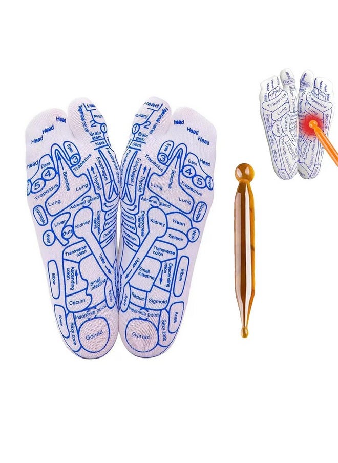 Serenity Steps Reflexology Socks Set, Acupressure Reflexology Socks With Massage Tool, Five Toe Separate Socks Foot Reflexology Socks For Women And Men, Beginner Acupoint Massage Tools (Men-Set B)