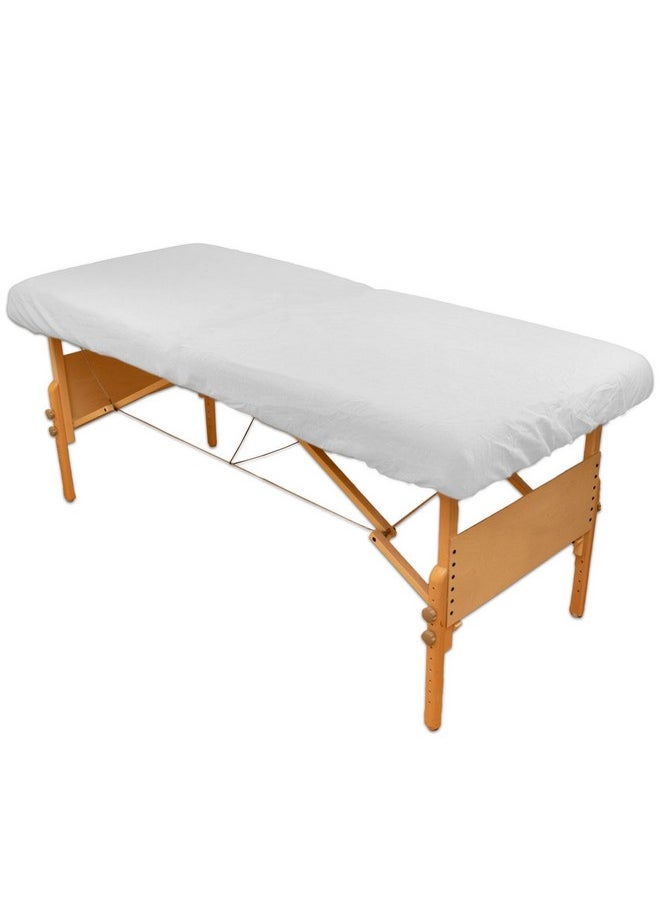 Comfort Deluxe Flannel Massage Table Fitted Sheet. Premium Quality 100% Cotton Therapy Table Sheets. Elastic All Around For A Great Fit On Your Massage Bed - Color: White