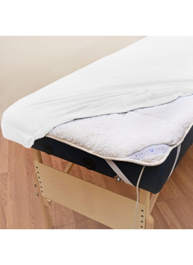 Comfort Deluxe Flannel Massage Table Fitted Sheet. Premium Quality 100% Cotton Therapy Table Sheets. Elastic All Around For A Great Fit On Your Massage Bed - Color: White