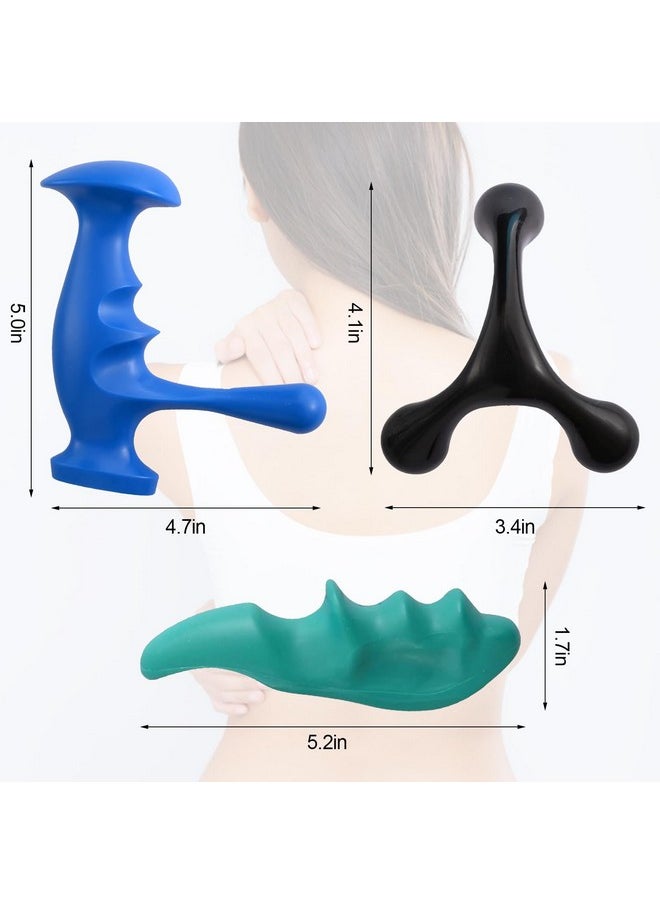 Manual Trigger Point Massage Tool And Thumb Saver For Full Body Deep Tissue Massage, Set Include 1 Green Thumb Protector Tool 1 Palm Urchin Massage Tool Hand Held 4-Legged Massage Knobs