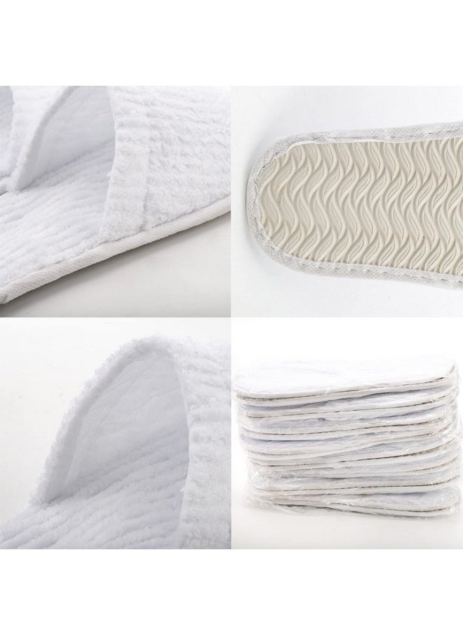 20 Pairs White Disposable Slippers, Closed Toe Soft Coral Fleece Spa Slippers For Women And Men, Comfortable Non-Slip Disposable Slippers For Travel Guests Hotel Home Salon