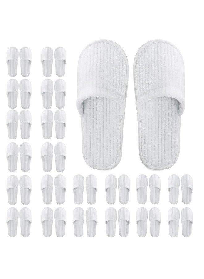 20 Pairs White Disposable Slippers, Closed Toe Soft Coral Fleece Spa Slippers For Women And Men, Comfortable Non-Slip Disposable Slippers For Travel Guests Hotel Home Salon