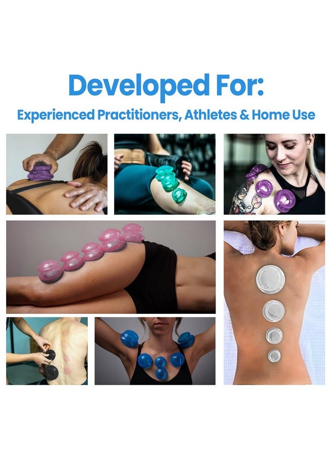 8 Cups Silicone Cupping Therapy Set Professional Massage Cupping Cups For Cupping Therapy Cupping Kit For Massage, Myofascial Release, Cellulite Reduction (Lure Blue)