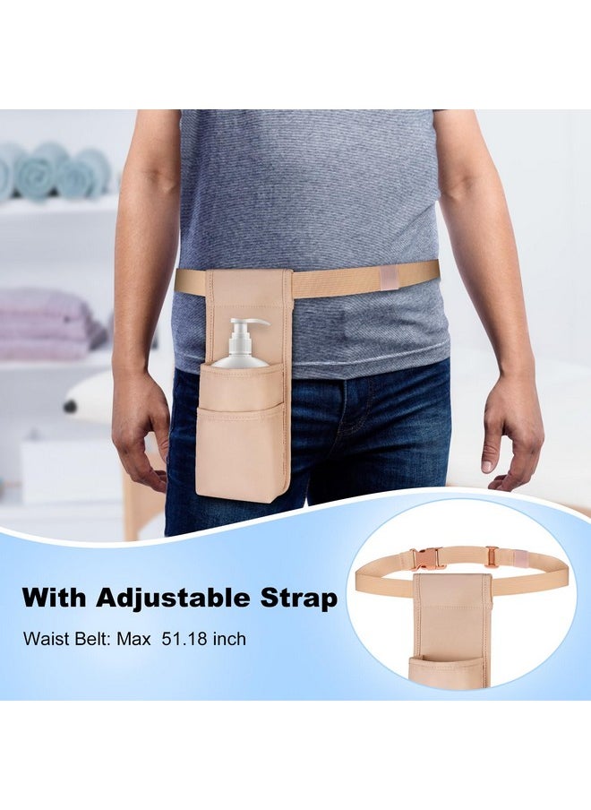 Professional Massage Bottle Bag For 1 Bottle, Massage Lotion Oil Waist Holder Organizer, Massage Therapist Holster With Adjustable Belt, Multiple Pockets (Bag Only) (Rose Gold)
