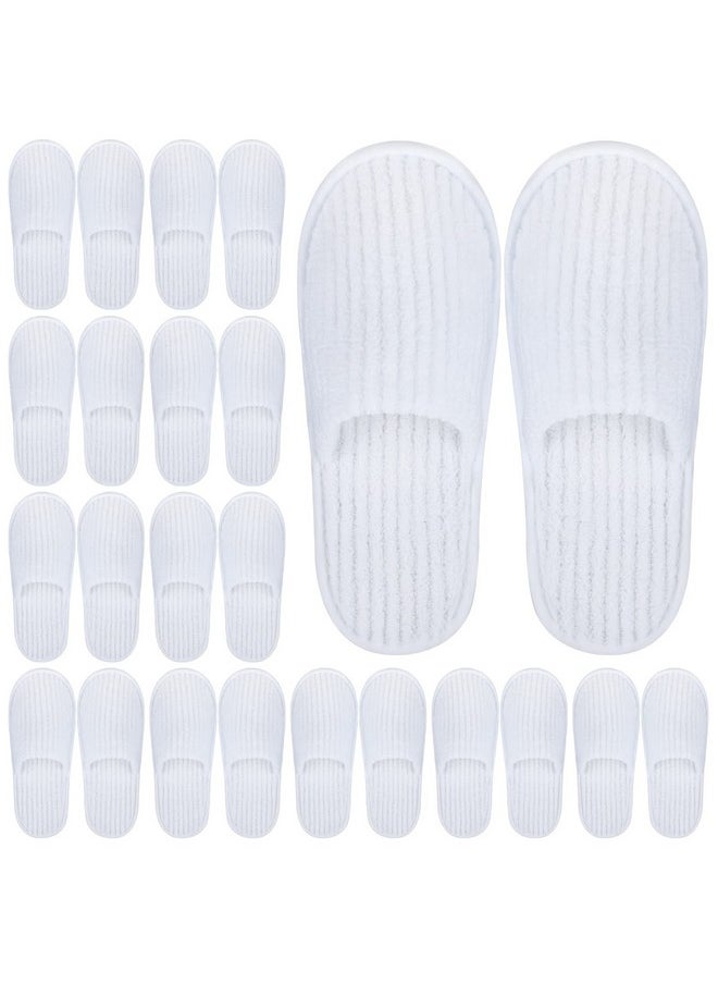 12 Pairs Closed Toe Spa Slippers Coral Fleece Washable Disposable Home Slippers For Women Men Guests Hotels House Slippers Housewarming Indoors Bathroom Party Traveling, White