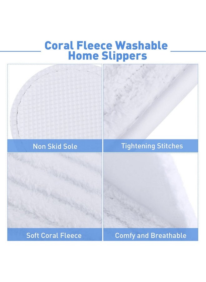 12 Pairs Closed Toe Spa Slippers Coral Fleece Washable Disposable Home Slippers For Women Men Guests Hotels House Slippers Housewarming Indoors Bathroom Party Traveling, White