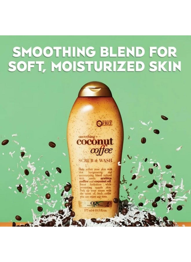 Smoothing + Coconut Coffee Exfoliating Body Scrub With Arabica Coffee & Coconut Oil, Moisturizing Body Wash For Dry Skin, Paraben-Free With Sulfate-Free Surfactants, 19.5 Fl Oz