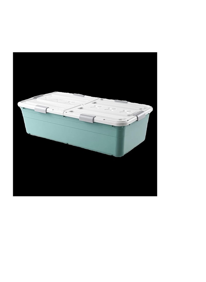 Large Rolling Under Bed Storage Bin With Wheels, Sliding Underbed Plastic Containers With Lid，Organizer for Clothes