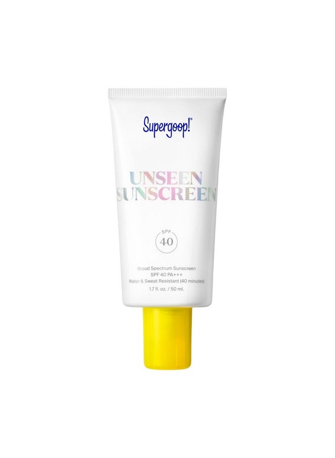 Unseen Sunscreen - Spf 40 - Invisible, Broad Spectrum Face Sunscreen + Makeup-Gripping Primer - Weightless, Scentless, Oil Free - For All Skin Types & Skin Tones - 1.7 Fl Oz