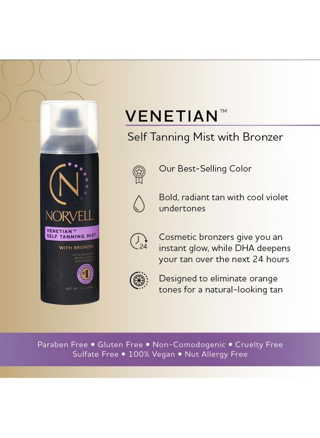 Venetian Sunless Self Tanning Mist - Airbrush Spray Solution With Bronzer For Instant Sun Kissed Glow, 7 Fl.Oz.