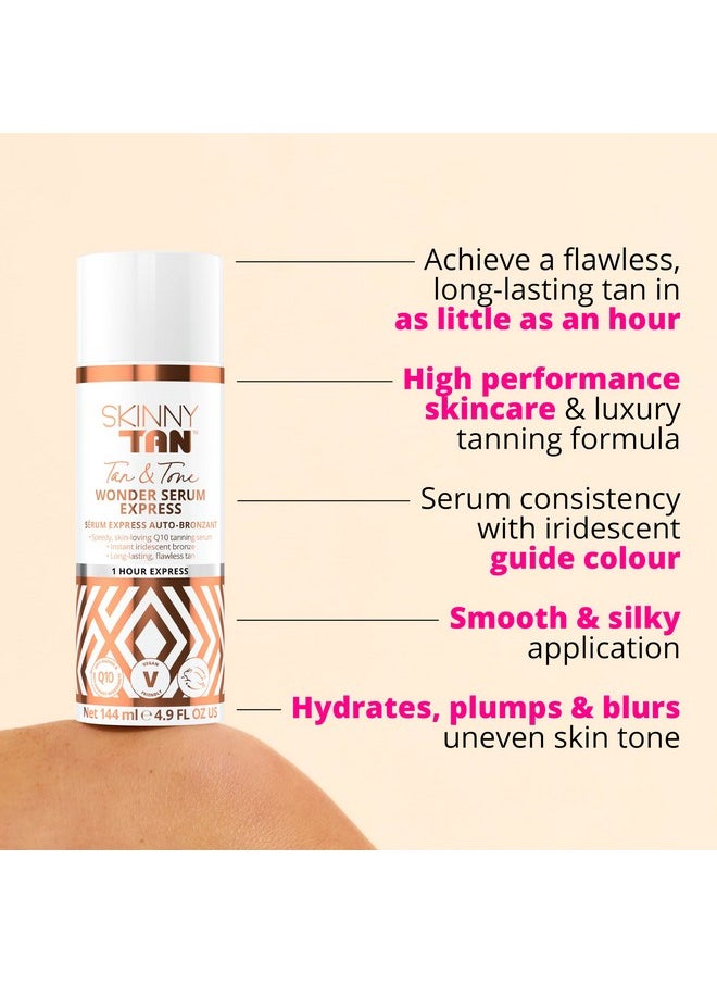 Skinnytan Tan And Tone Wonder Serum Express - Hydrating Serum With Anti-Aging Q10, Aloe Vera, And Vitamin E - 1 Hour Express - 4.9 Oz