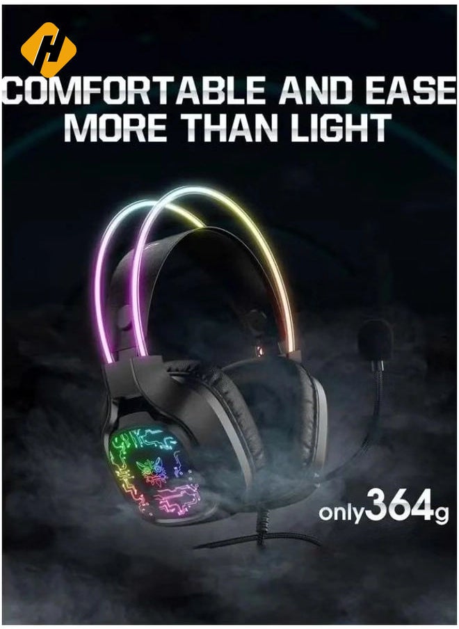 X22 Over-Ear Gaming Headset with Microphone – Wired RGB Stereo Headphones for PS4, PS5, Xbox One, Xbox Series, Nintendo Switch, and PC (Black)