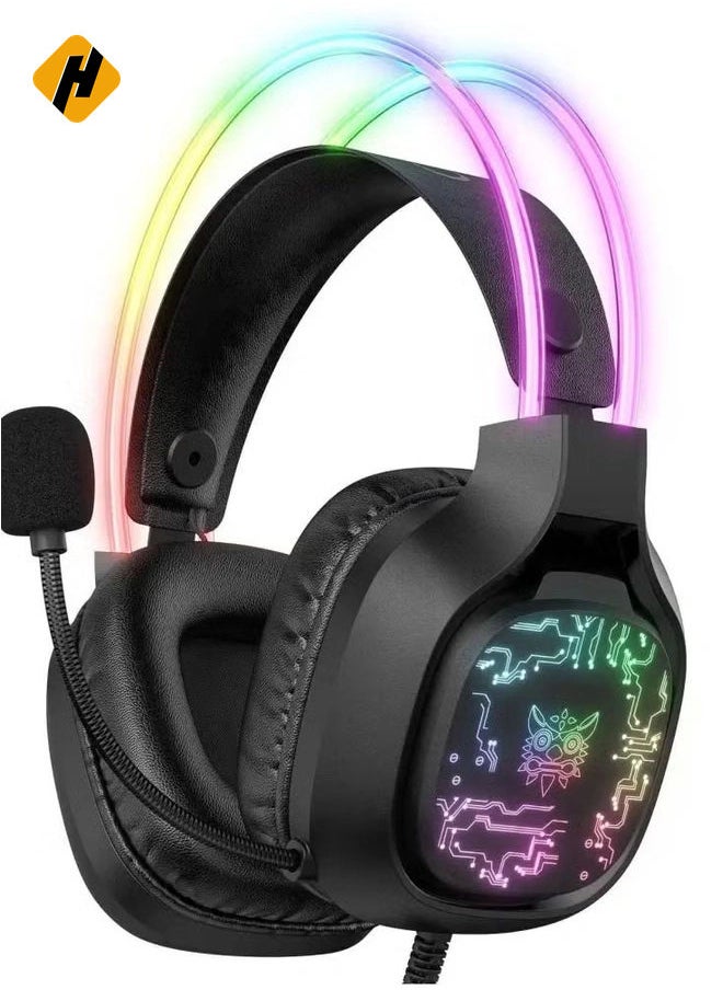 X22 Over-Ear Gaming Headset with Microphone – Wired RGB Stereo Headphones for PS4, PS5, Xbox One, Xbox Series, Nintendo Switch, and PC (Black)