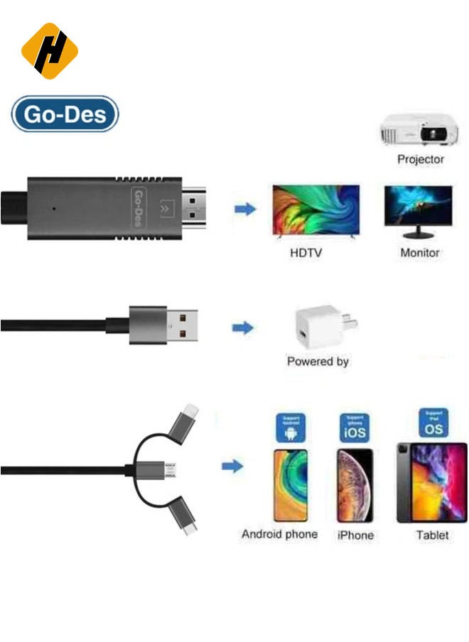 Plug and Play Mobile Phone Cable – Fast Charging & Data Transfer for Android and iOS Devices