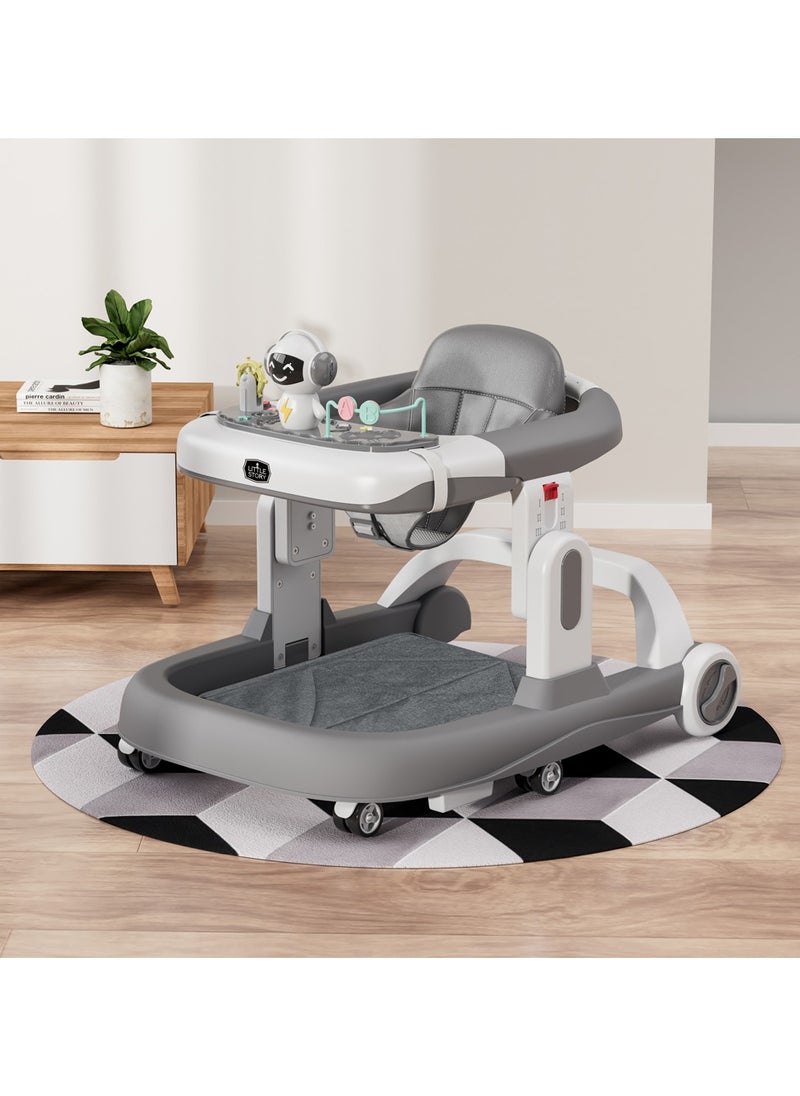 Little Story Adjustable Baby Walker - Foldable, Lightweight Design with Interactive Toys - Safe Walking Aid for Infants Aged 6-18 Months - EN1273 Certified