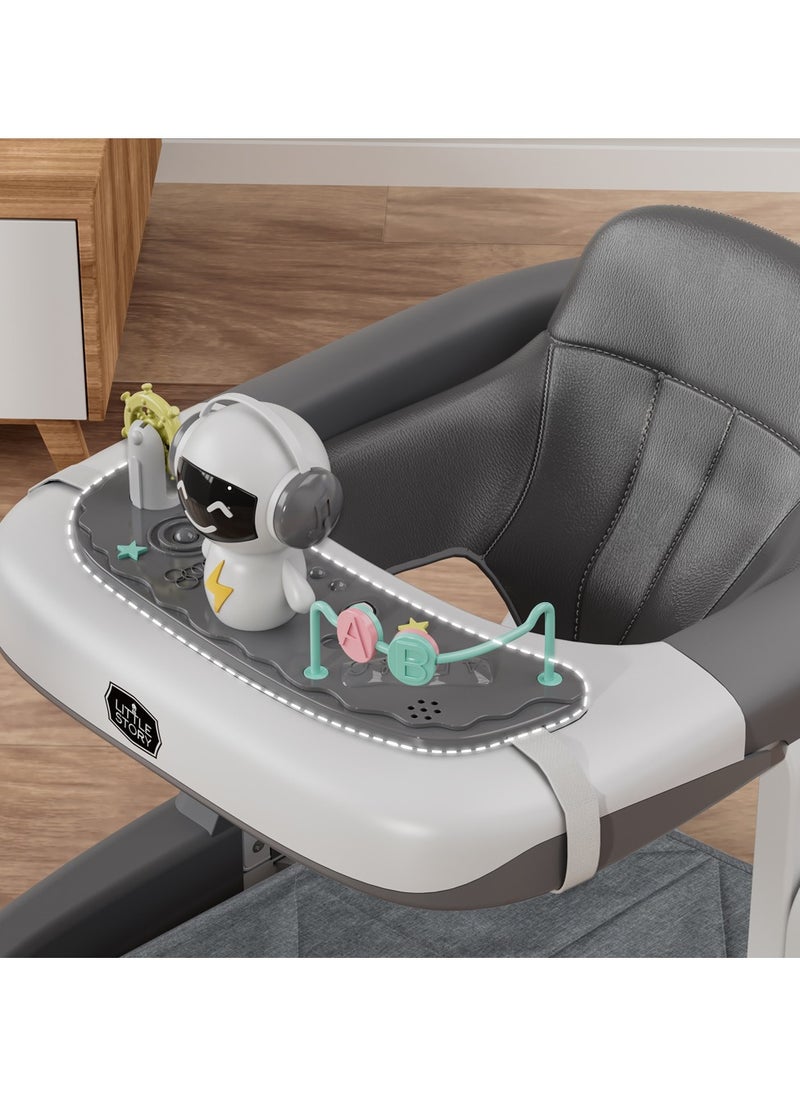 Little Story Adjustable Baby Walker - Foldable, Lightweight Design with Interactive Toys - Safe Walking Aid for Infants Aged 6-18 Months - EN1273 Certified