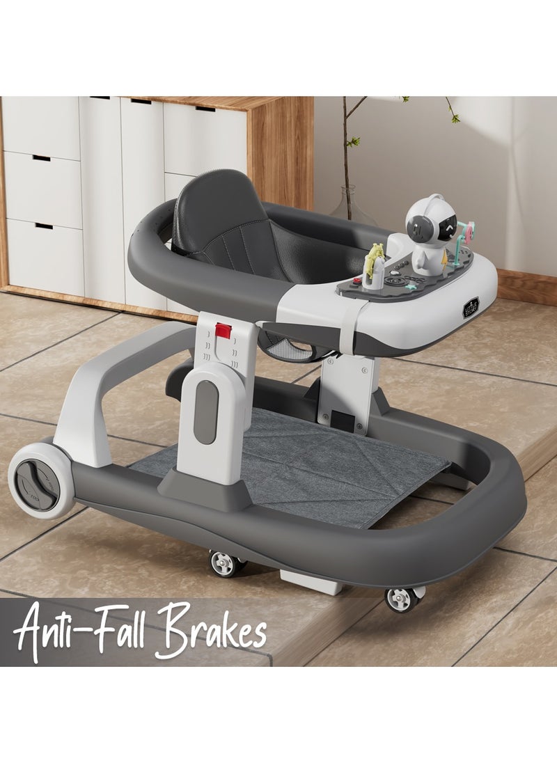 Little Story Adjustable Baby Walker - Foldable, Lightweight Design with Interactive Toys - Safe Walking Aid for Infants Aged 6-18 Months - EN1273 Certified